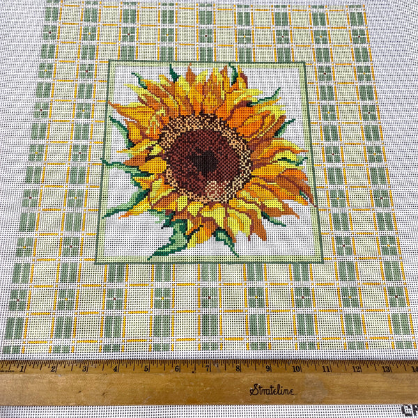 Needle Crossings sunflower with plaid needlepoint canvas #236 - NextStage Vintage