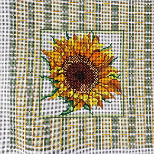 Needle Crossings sunflower with plaid needlepoint canvas #236 - NextStage Vintage