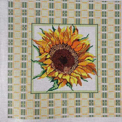 Needle Crossings sunflower with plaid needlepoint canvas #236 - NextStage Vintage