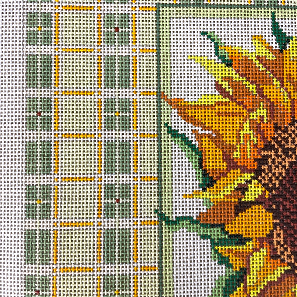 Needle Crossings sunflower with plaid needlepoint canvas #236 - NextStage Vintage