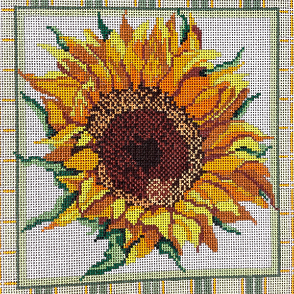 Needle Crossings sunflower with plaid needlepoint canvas #236 - NextStage Vintage