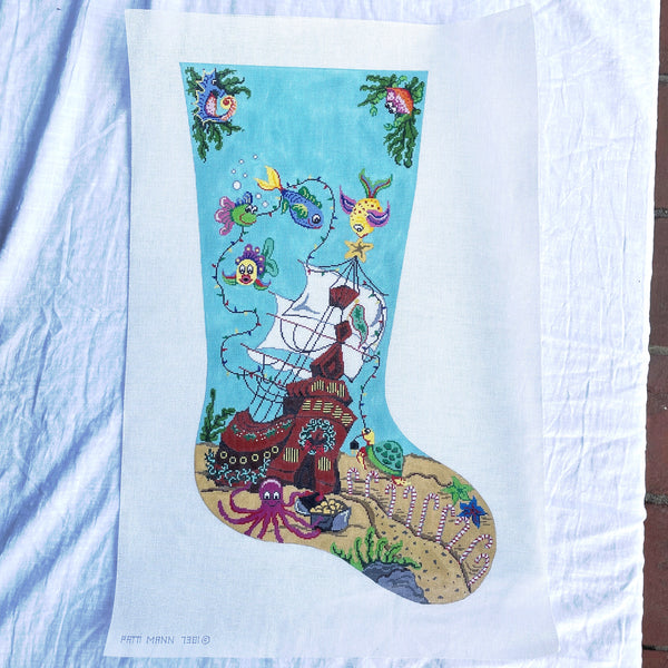 Patti Mann Sunken Ship stocking needlepoint canvas #7381 - NextStage Vintage