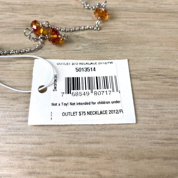 Swarovski Elements topaz crystal floating necklace - 35" - NIB - NextStage Vintage