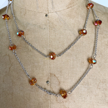 Swarovski Elements topaz crystal floating necklace - 35" - NIB - NextStage Vintage