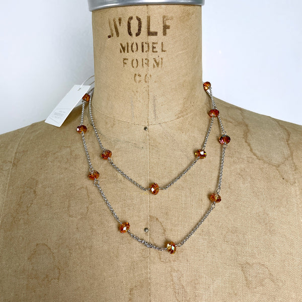 Swarovski Elements topaz crystal floating necklace - 35" - NIB - NextStage Vintage