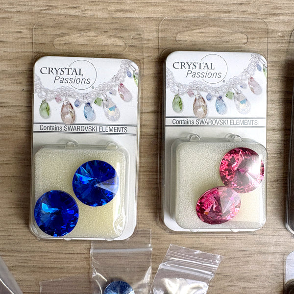 Swarovski Elements Rivoli 18mm and 14mm crystal rhinestones - lot of 26 with bonus