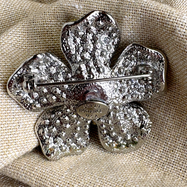 Sweet Romance rhinestone flower brooch