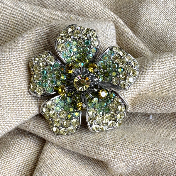 Sweet Romance rhinestone flower brooch