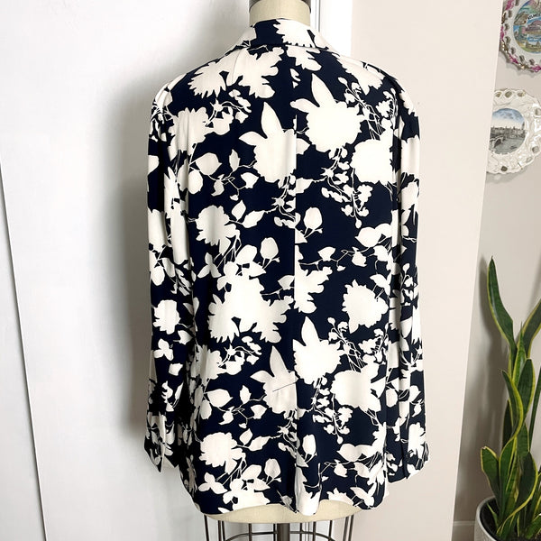 NWT Talbots unstructured midnight and white floral jacket - size L - NextStage Vintage