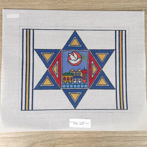 Star of David design tallis/tallit bag needlepoint canvas - MN728 - NextStage Vintage