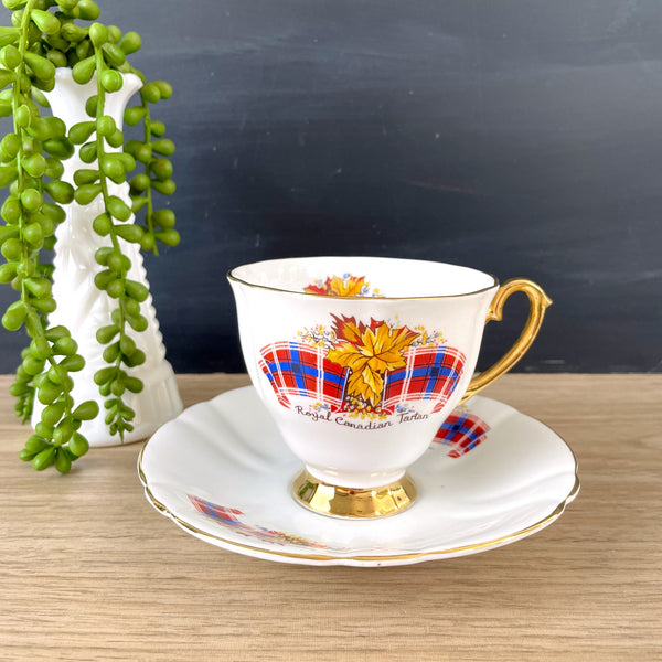 Windsor Royal Canadian Tartan footed tea cup and saucer - NextStage Vintage