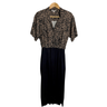 1980s Vintage Taurus II Animal Print Dress — Leopard Print Camp Shirt Top, Black A-Line Skirt, ILGWU Union Made in USA - NextStage Vintage