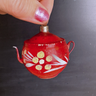 Shabby red glass Christmas teapot ornament - mica - Germany - NextStage Vintage