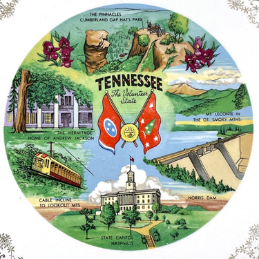 Tennessee state souvenir plate - 1950s road trip souvenir - NextStage Vintage