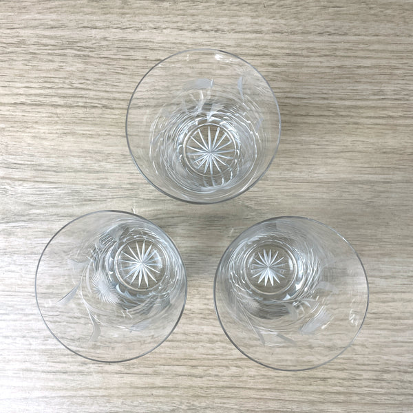 Cut glass tumblers with thistles - set of 3 - vintage barware - NextStage Vintage