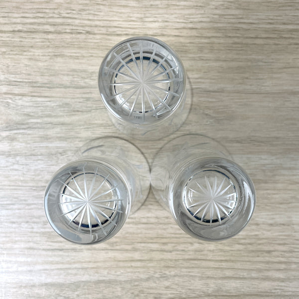 Cut glass tumblers with thistles - set of 3 - vintage barware - NextStage Vintage