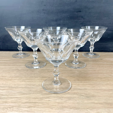 Crystal thumbprint pattern coupe glasses - set of 6 - NextStage Vintage