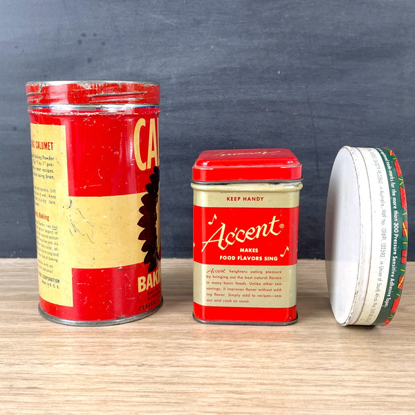 Calumet, Accent, Scotch - trio of vintage tins - vintage advertising - NextStage Vintage