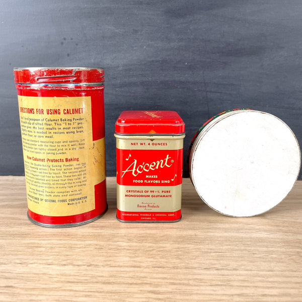 Calumet, Accent, Scotch - trio of vintage tins - vintage advertising - NextStage Vintage