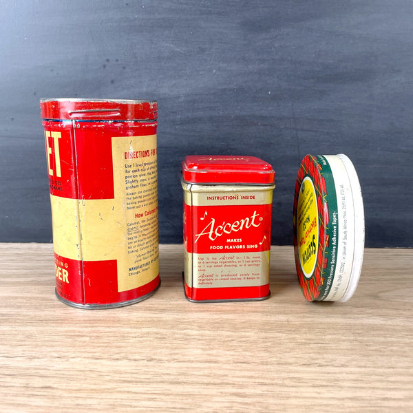 Calumet, Accent, Scotch - trio of vintage tins - vintage advertising - NextStage Vintage