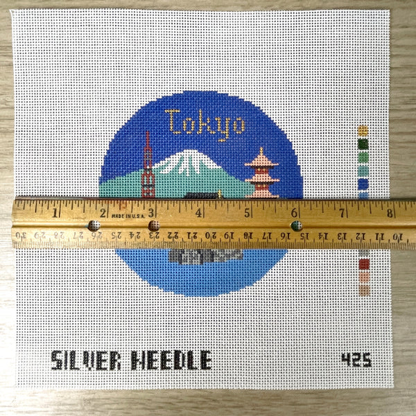 Silver Needle Tokyo travel round handpainted needlepoint canvas #425 - NextStage Vintage