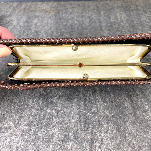 Tooled leather embossed clutch/wallet - handmade vintage - NextStage Vintage