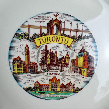 Toronto Canada souvenir handled cake plate - vintage 1950s road trip souvenir