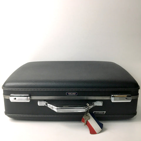 American Tourister Tri Taper hard sided charcoal suitcase with key - 1960s - NextStage Vintage