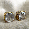 Tourmalated quartz post pierced earrings - gold vermeil setting - NextStage Vintage