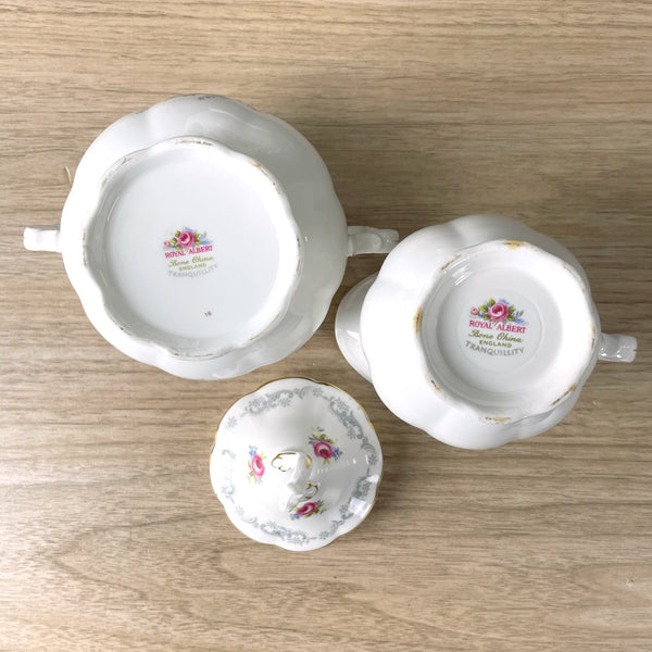 Royal Albert Tranquility teapot, creamer and sugar bowl - NextStage Vintage