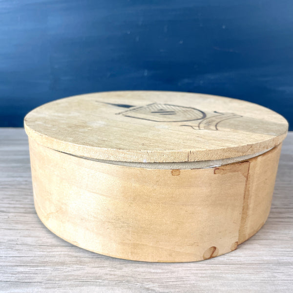 Gesthemani Abbey Trappist Cheese round wooden box - vintage packaging - NextStage Vintage