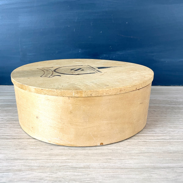 Gesthemani Abbey Trappist Cheese round wooden box - vintage packaging - NextStage Vintage