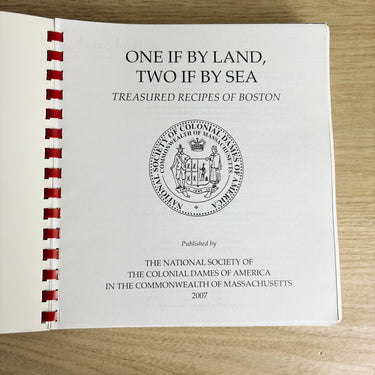 One If By Land, Two If By Sea - Treasured Recipes of Boston - Colonial Dames of America - 2008 - NextStage Vintage