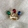 Trifari small goldtone and crystals crown brooch - 1930s vintage - NextStage Vintage