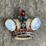Vintage 1944 Crown Trifari Alfred Philippe Sterling Silver Moonstone Crown Brooch Pin - NextStage Vintage