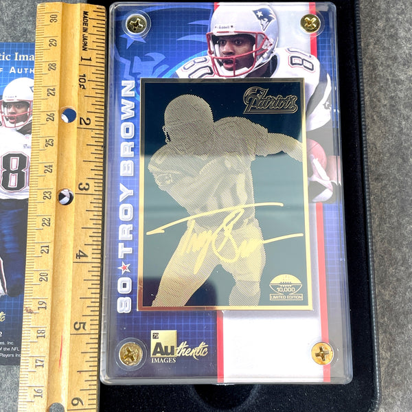 2002 Troy Brown Gold Limited Edition Authentic Images Commemorative Card - NextStage Vintage