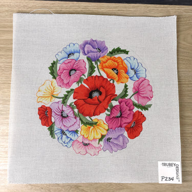 Trubey Designs Poppies Pillow needlepoint canvas #P234 - NextStage Vintage
