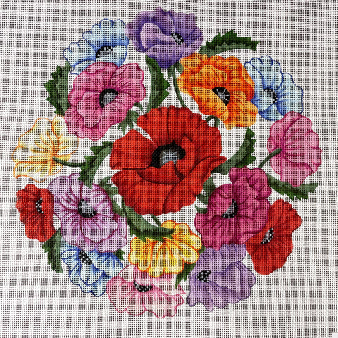 Trubey Designs Poppies Pillow needlepoint canvas #P234 - NextStage Vintage