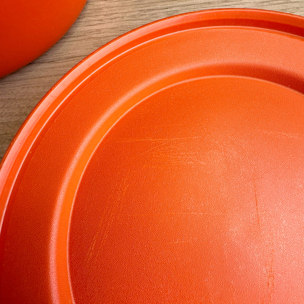 Orange Tupperware funnel and Seal N Serve steamer strainer set - 1346-3