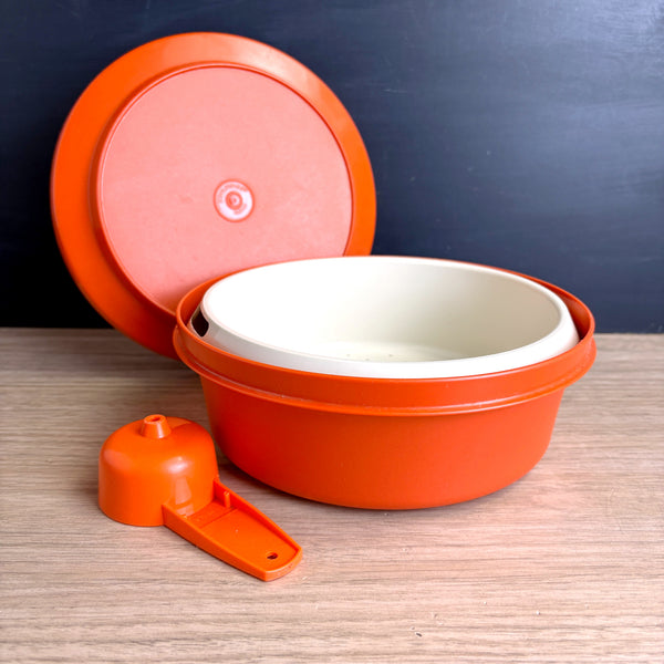 Orange Tupperware funnel and Seal N Serve steamer strainer set - 1346-3