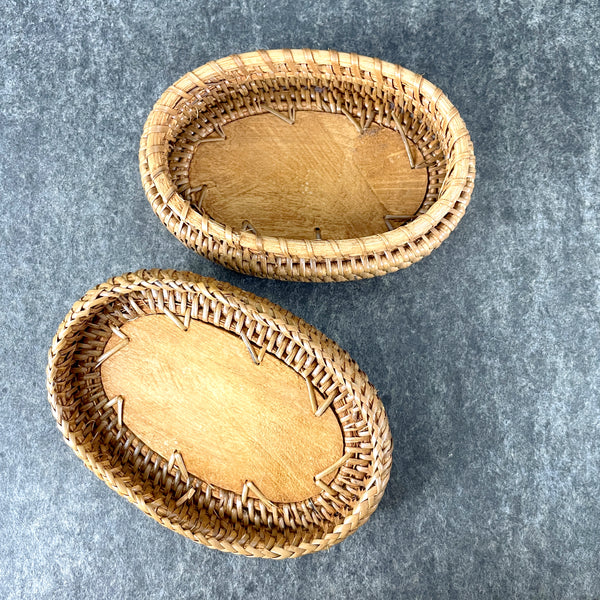 Rattan woven turtle woven trinket box - 1970s vintage - NextStage Vintage