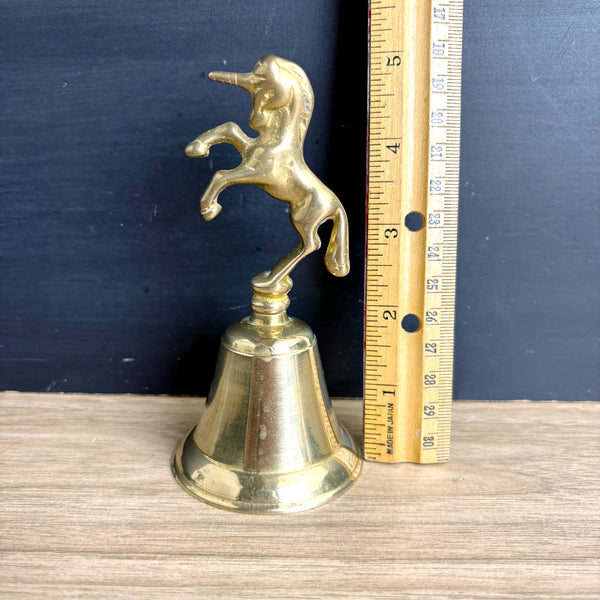 Brass unicorn hand bell - 5" tall - magical vintage - NextStage Vintage