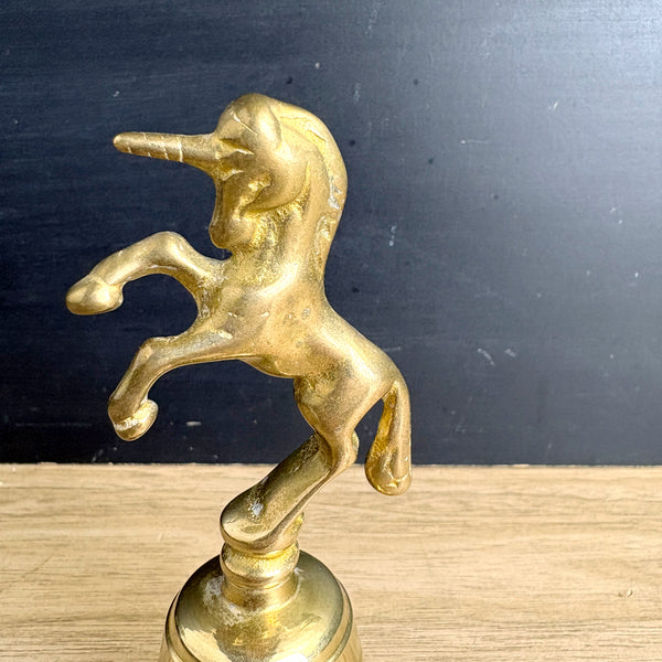 Brass unicorn hand bell - 5" tall - magical vintage - NextStage Vintage