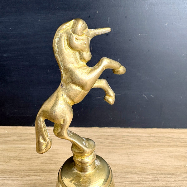 Brass unicorn hand bell - 5" tall - magical vintage - NextStage Vintage