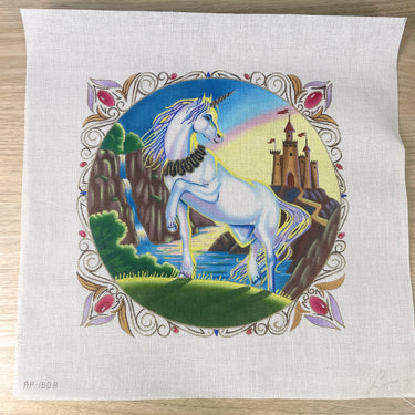 Liz Goodrick-Dillon Unicorn and Castle needlepoint canvas #AP-180A - NextStage Vintage