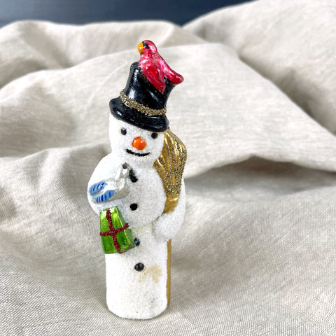 Vaillancourt Folk Art Chalkware Glimmer Snowman - painted in 2010