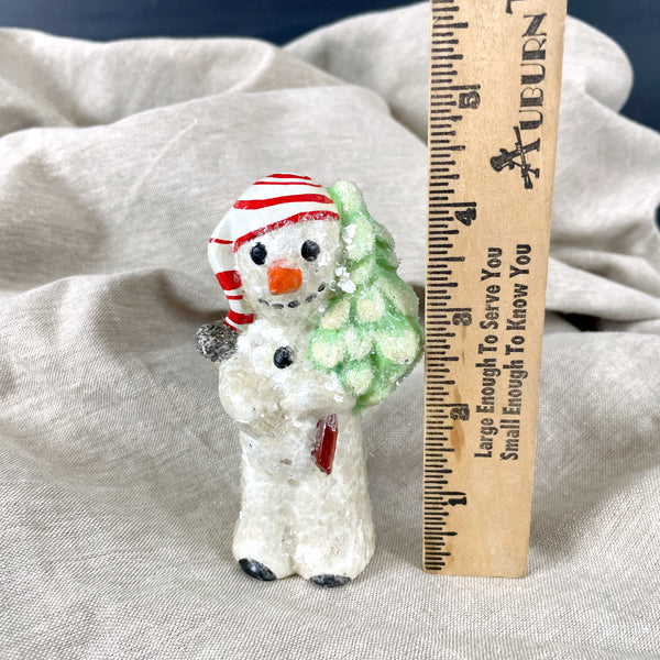 Vaillancourt Folk Art Chalkware Snowman with Mica - painted in 2011 - NextStage Vintage