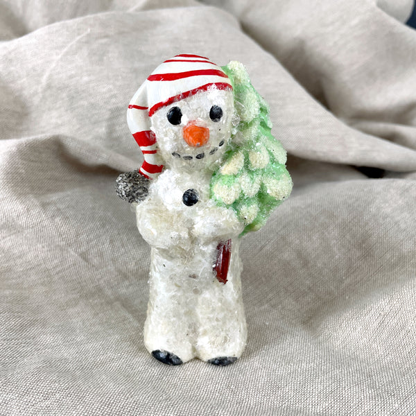 Vaillancourt Folk Art Chalkware Snowman with Mica - painted in 2011