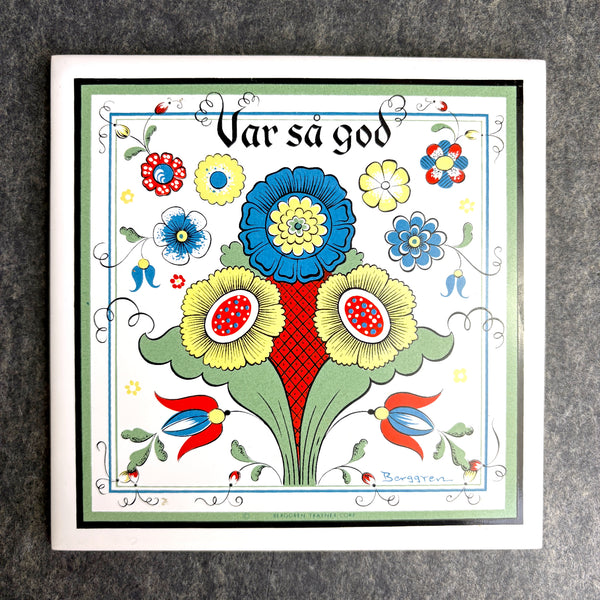 Swedish Var så god tile trivet - Berggren Originals - vintage 60s 70s kitchen