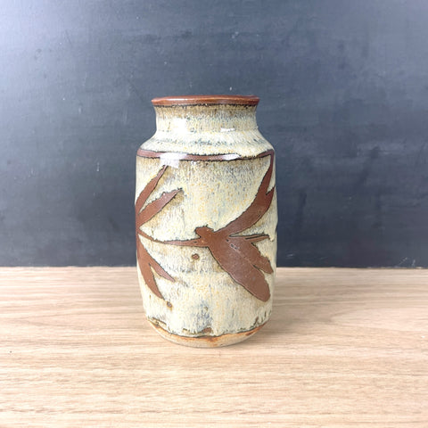 Hand thrown pottery vase - glazed stoneware - 1980s vintage - NextStage Vintage